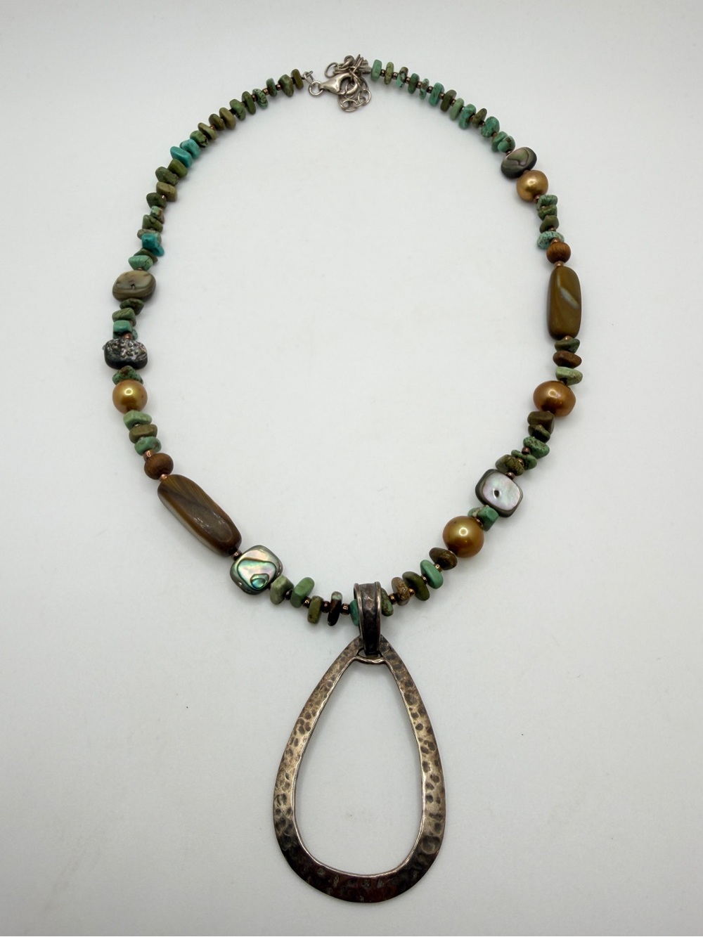 18"+2.25" ext SILPADA 925 Howlite, Freshwater Pearls, Abalone necklace!